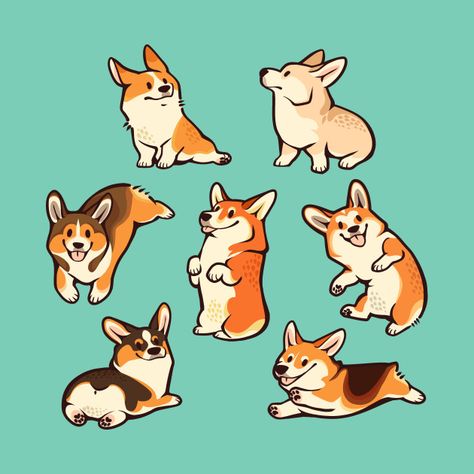 Corgi Doodle, Corgi Cartoon, Corgi Drawing, Day Of The Shirt, Corgi Art, 강아지 그림, Cute Corgi, Dog Illustration, Corgi Dog