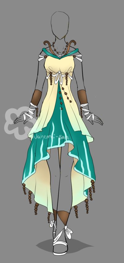 Dress Design - sold by Nahemii-san on DeviantArt Design Moda, Dress Drawing, Anime Dress, Illustration Fashion Design, Drawing Clothes, Fantasy Clothing, Fantasy Fashion, Character Outfits, A Drawing