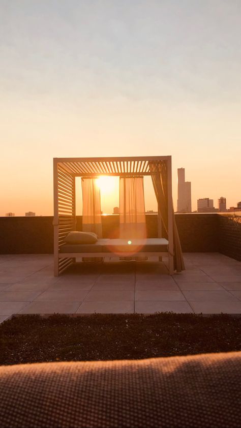 Photo of a daybed during sunset Vacation Vibes, Patek Philippe, Golden Hour, Gold, Quick Saves