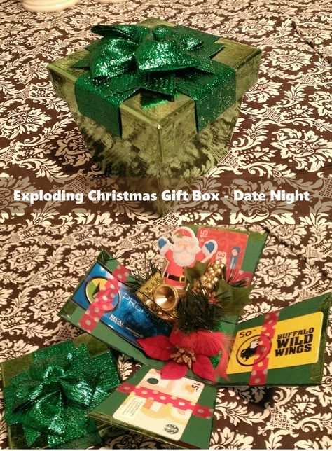 Christmas Gift Card Basket Ideas, Christmas In A Box Ideas, Cute Way To Display Gift Cards, Movie Ticket Gift Ideas, How To Gift Gift Cards Ideas, Date Night Christmas Basket, How To Give Tickets As A Gift Creative, How To Wrap Tickets As A Gift, Gift Tickets Creative Ways To