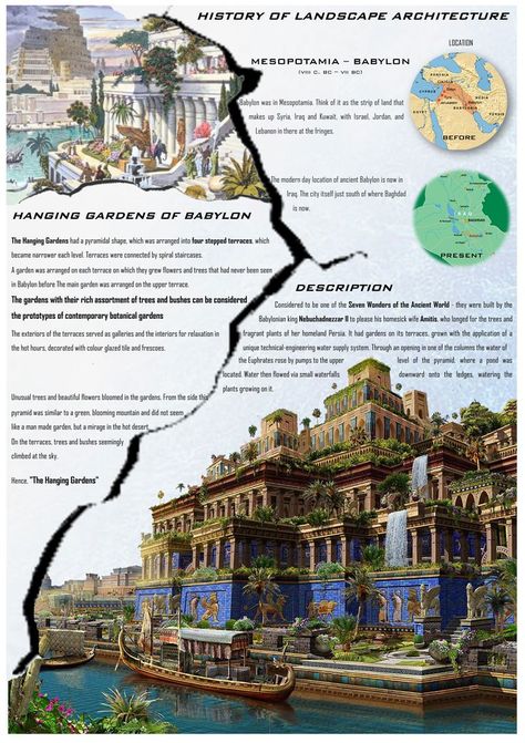 Ancient Babylon Art, Babylon Gardens Hanging, Hanging Gardens Of Babylon Aesthetic, Hanging Gardens Of Babylon Drawing, 7 Wonders Of The Ancient World, Hanging Gardens Of Babylon Architecture, Seven Wonders Of The Ancient World, Gardens Of Babylon Art, Hanging Gardens Of Babylon Art