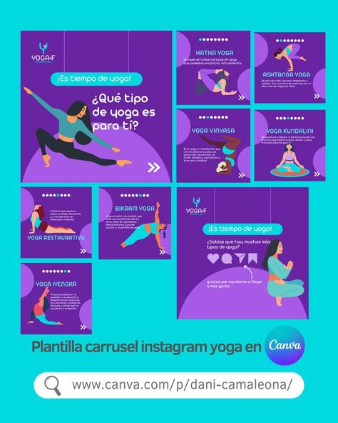 Carrusel informativo con los tipos de yoga. Puedes personalizar completamente tanto los colores como el texto. Recuerda que esta plantilla es totalmente gratuita. #yoga #identidadvisual #tiposdeyoga #plantillacanva #plantillagratiscanva #carruselinstagram Yoga Kundalini, Instagram Template Design, Business Cards And Flyers, Marketing Business Card, Book Labels, Social Media Video, Vinyasa Yoga, Instagram Post Template, Post Design