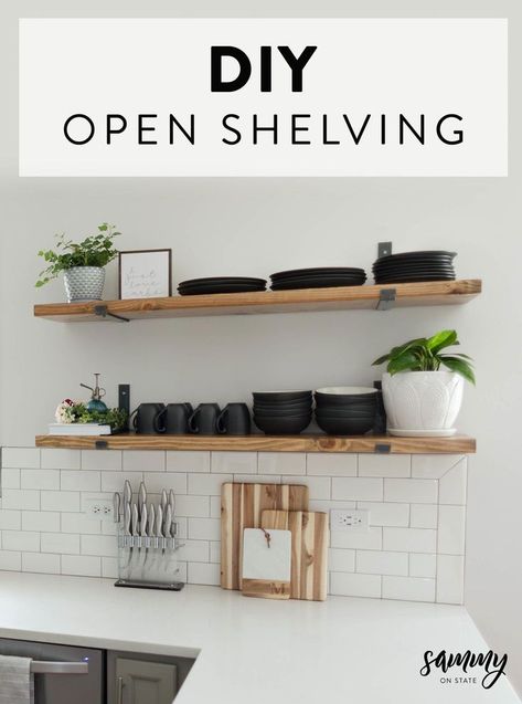 Kitchen Open Shelving, Diy Open Shelving, Kitchen Renovation Diy Ideas, Diy Kitchen Shelves, Diy Kitchen Renovation, Kitchen Open, Diy Kitchen Decor, New Kitchen Cabinets, Estantes Flotantes