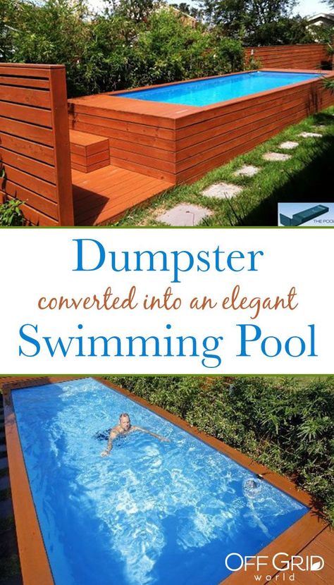 This elegant backyard pool was made using a dumpster! Dumpster Pool, Shipping Container Swimming Pool, Shipping Container Pool, Elegant Backyard, Architecture Design Ideas, Container Pool, Studio Shed, Barn Storage, Diy Swimming Pool