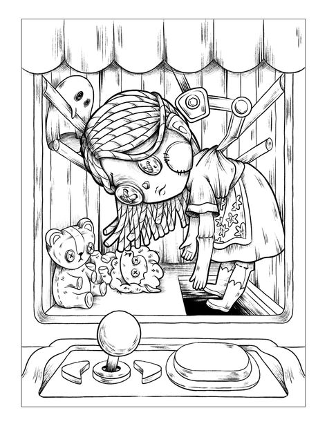 Free Adult Coloring Pages, Cartoon Coloring Pages, Cute Doodles Drawings, Halloween Coloring Pages, Outline Drawings, Coloring Book Art, Cute Coloring Pages, Weird Art, Creepy Cute