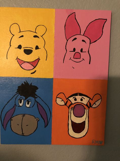 Canvas painting Cartoons On Canvas, Easy Paintings Cartoons, Painting Characters On Canvas, Fun Stuff To Paint, Cute Paintings Disney, Disney Painting Ideas Easy, Cute Painting Ideas On Canvas Easy Disney, Cute And Easy Canvas Paintings, Cute Pictures To Paint On Canvas