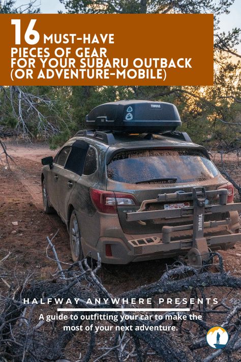 16 Must-Have Items for a Subaru Outback | Halfway Anywhere Subaru Outback Hacks, Camping In A Subaru Outback, Subaru Outback Overlanding, Subaru Outback Offroad Mods, 2023 Subaru Outback Wilderness, Outback Car Camping, Outback Camping Subaru, 2024 Subaru Outback Wilderness, 2015 Subaru Outback Mods