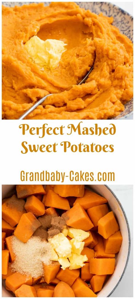 Easy Sweet Potato Mash, Best Ways To Make Sweet Potatoes, The Best Mashed Sweet Potatoes, Creamed Sweet Potatoes, Sweet Mash Potato Recipes, Yam Mashed Potatoes, Candied Mashed Sweet Potatoes, Sweet Potato Mashed Recipes, Perfect Sweet Potato