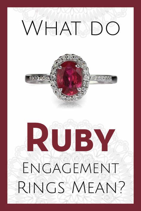 What Do Ruby Engagement Rings Mean? - Rubies represent vitality, passion, and courage. If you are looking to make your marriage one that is exciting, passionate, and never boring, then ruby is a great choice. Click to learn what all the engagement ring gemstones mean! #weddings #engagementrings #bridal #rings Ruby Sapphire Engagement Ring, Round Ruby Engagement Ring, Engagement Rings For Him And Her, Ruby Diamond Rings Engagement, Red Diamond Ring Engagement, Ruby Oval Engagement Ring, Diamond Ruby Engagement Ring, Red Ruby Engagement Ring, Wedding Rings With Ruby