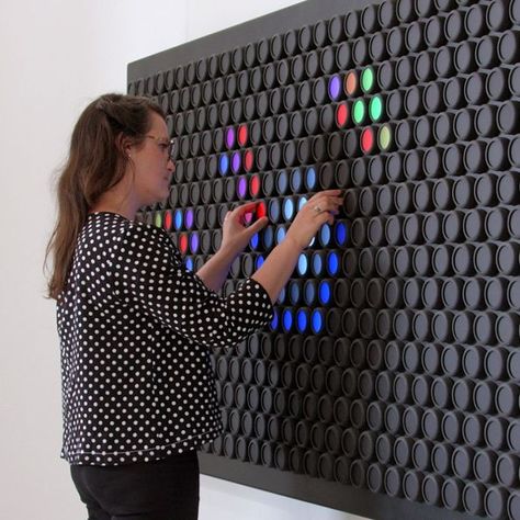 Curb Office Productivity With Expensive LED Wall Interactive Office, Hero Design, Corporate Life, Lite Brite, Interactive Walls, Interactive Board, Colorful Lights, Interactive Installation, Modern Crafts