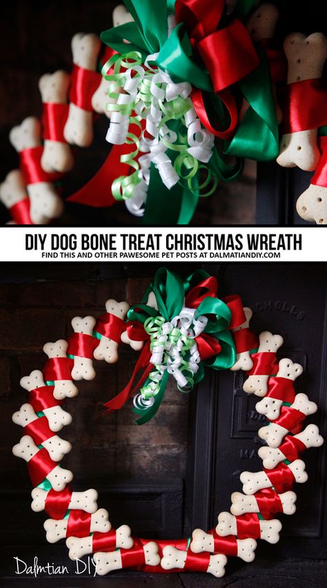 Dog Bone Advent Calendar, Dog Bone Wreath Diy, Dog Christmas Decorations Diy, Dog Bone Wreath, Diy Dog Christmas Gifts, Clementine Wreath, Dog Treat Wreath, Dog Ornaments Diy, Homemade Christmas Present