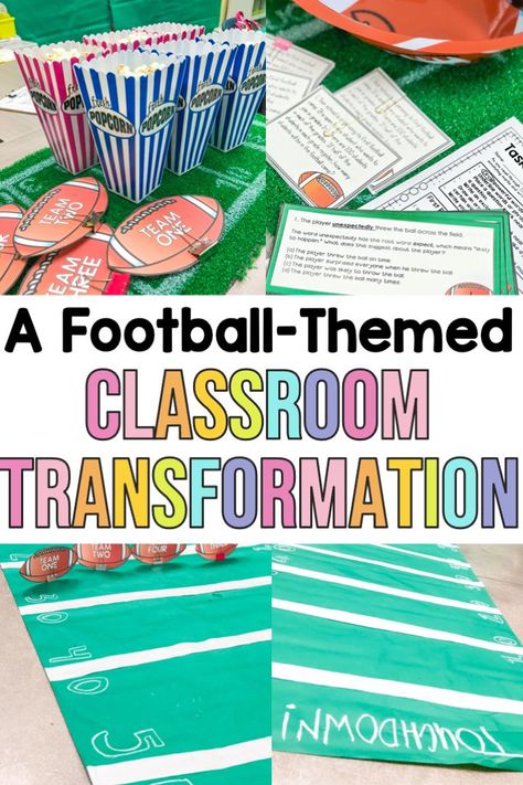 Classroom Transformation Ideas Ela, Math Classroom Transformations, 3rd Grade Classroom Transformations, Game Show Classroom Transformation, Middle School Room Transformation, Multiplication Room Transformation, Sports Room Transformation, Ela Room Transformation, Superbowl Classroom Transformation