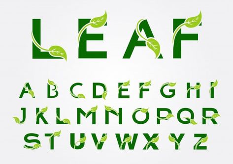 Leaf Letters Alphabet, Leaf Typography, Eco Enzyme, Modular Planter, Leaf Font, Agriculture Design, Art Deco Colors, Vector Alphabet, Alphabet Logo