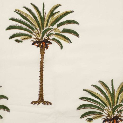 The Affordable Fabrics Interior Designers Swear By | SheerLuxe Customized Pillows, Palm Tree Fabric, Palm Tree Drawing, Tropical Palm Trees, Palm Tree Design, Palm Tree Art, Palm Tree Pattern, Tropical Fabric, Moroccan Art