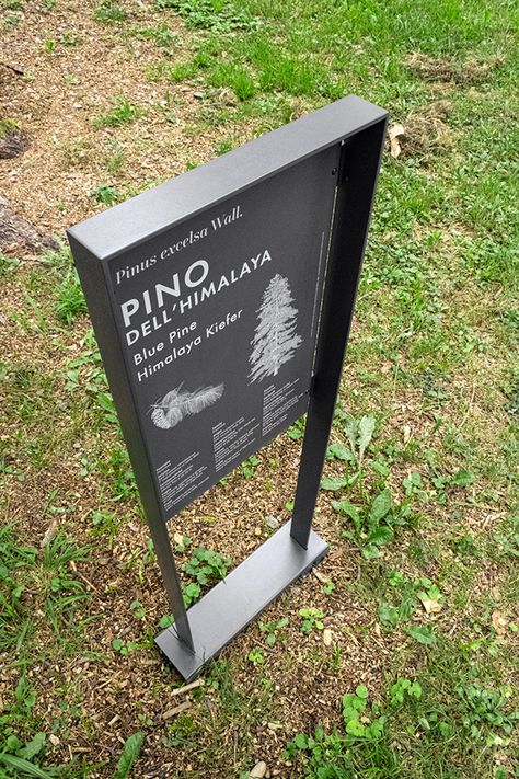 VILLA MANIN – SEGNALETICA PARCO on Behance Standing Signage, Campus Landscape, Interpretive Signage, Signage Board, Wayfinding Signage Design, Conservatory Garden, Exterior Signage, Project Presentation, Outdoor Signage