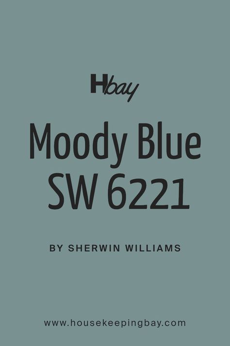 Moody Blue SW 6221 by Sherwin Williams Moody Blue Cabinets, Sherwin Williams Moody Blue, Blue Green Paint Colors, Sherwin Williams Coordinating Colors, Blue Green Paints, Living Dining Kitchen, Farmhouse Coastal, Trim Colors, Blue Words