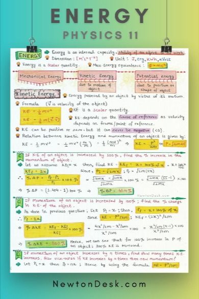 kinetic energy and potential energy study notes in high school physics a level Physical Science Notes Grade 11, Fluid Mechanics Notes, Work Energy Power Physics Notes, Grade 11 Notes, Notes For High School, Work Power Energy, Grade 11 Physics, Physics Study, Energy Physics