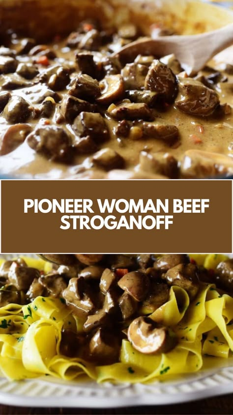 Pioneer Woman Beef Stroganoff is made with sirloin steak, onions, carrots, mushrooms, brandy, beef stock, sour cream, and Dijon mustard. This easy beef stroganoff recipe creates a delicious dinner that takes about 35 minutes to prepare and can serve up to 6 people. Dinner With Sirloin Steak, Beef Stroganoff With Sirloin Steak, Beef Stroganoff Easy Quick Sour Cream, Leftover Beef Stroganoff, Beef Stroganoff With Sherry, Ina Garten Beef Stroganoff, Beef Tip Stroganoff, Pioneer Woman Beef Stroganoff, Ground Sirloin Recipes Dinners