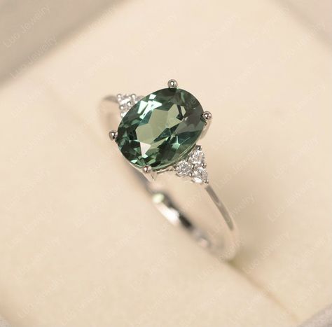 Vintage Green Rings, Silver Ring With Green Stone, Green Wedding Ring Silver, Silver Green Ring, Green And Silver Ring, Green And Silver Engagement Ring, Green Engagement Ring Silver, Green Promise Ring, Green Engagement Ring