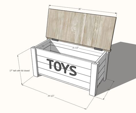 Toybox Ideas Diy, Farmhouse Toy Box, Diy Toy Box Plans, Farmhouse Toys, Baby Toy Box, Toy Box Plans, Wood Toy Box, Kids Toy Boxes, Diy Toy Storage