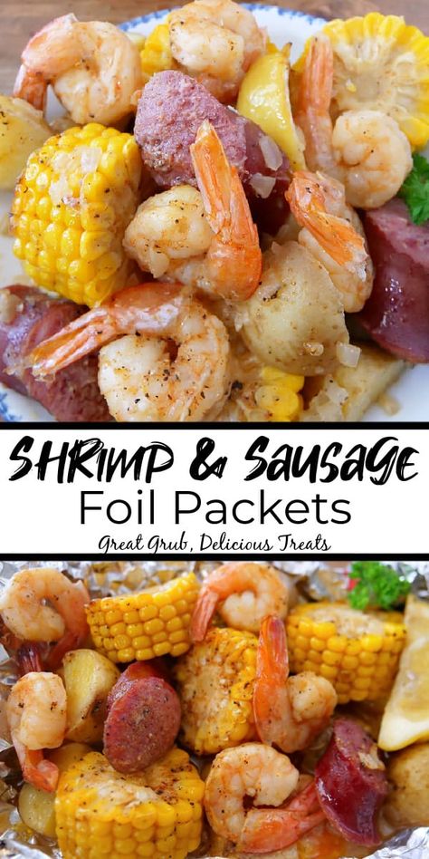 Cajun Shrimp And Sausage Foil Packets, Shrimp And Sausage Foil Packets Grill, Sausage And Corn Foil Packet, Kielbasa Foil Packets Oven, Potato Shrimp And Sausage, Cajun Shrimp Foil Packets Oven, Shrimp In Foil Packets Ovens, Foil Shrimp Packets Oven, Shrimp And Potatoes Recipes Foil Packets