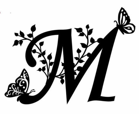 Flower Pattern Drawing, Idee Cricut, Graffiti Lettering Fonts, M Letter, Aesthetic Fonts, Wood Burning Patterns, Letter M, Vinyl Paper, Cricut Creations