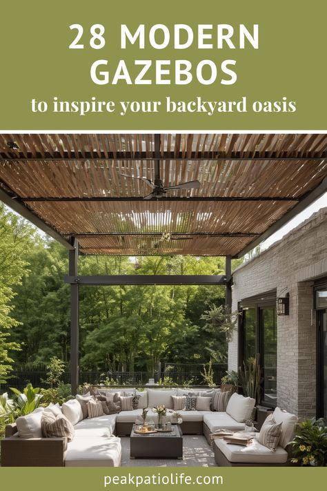 Looking for gazebo inspiration? These 28 modern designs are chic, stylish, and perfect for any homeowner looking to upgrade their outdoor space. Outdoor Palapa Ideas, Modern Gazebo Ideas, Gazebo Inspiration, Modern Gazebo, Gazebo Ideas, Outdoor Cabana, Pavilion Design, Shade Structure, Backyard Retreat