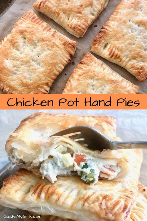 Hand Pies Savory, Hp Sauce, Hand Pie Recipes, Chicken And Veggies, Hand Pie, Flaky Crust, Hand Pies, Puff Pastry Recipes, Meat Pie