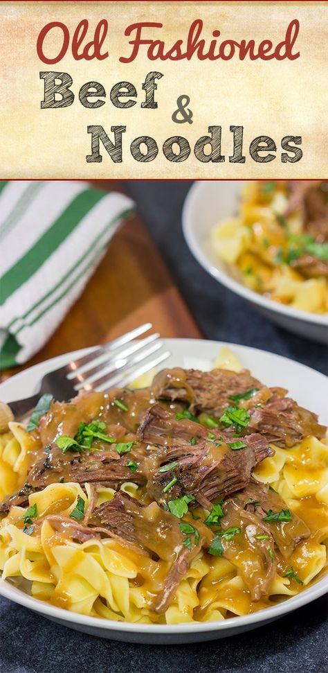 Old Fashioned Beef & Noodles | Just like Grandma used to make! Beef Roast Over Egg Noodles, Shredded Beef Noodles, Beef Roast And Noodles, Chuck Roast Beef And Noodles, Egg Noodles And Beef, Old Fashioned Beef And Noodles, Beef And Noodles Crockpot Easy, Roast Beef And Noodles, Beef And Egg Noodle Recipes