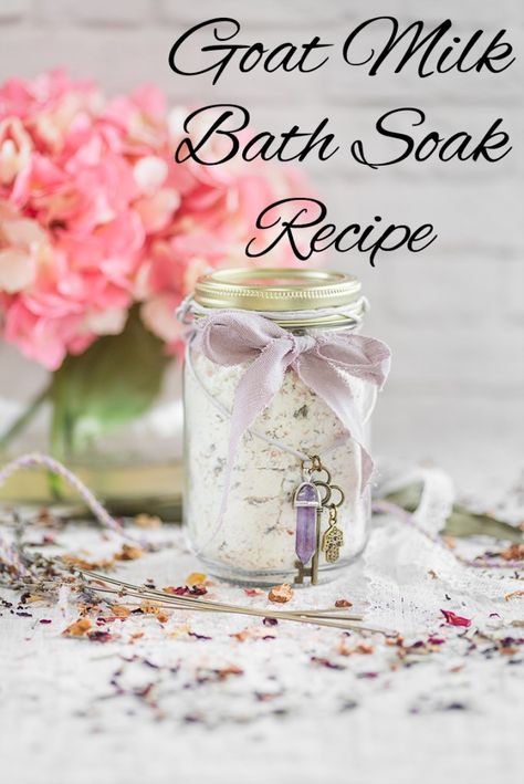 Goat Milk Bath Soak recipe - would be so sweet for Mother's Day or a nice Easter basket! Milk Bath Soak Recipe, Goat Keeping, Milk Bath Recipe, Bath Teas, Spiritual Baths, Milk Baths, Bath Soak Recipe, Bath Diy, Milk Bath Soak