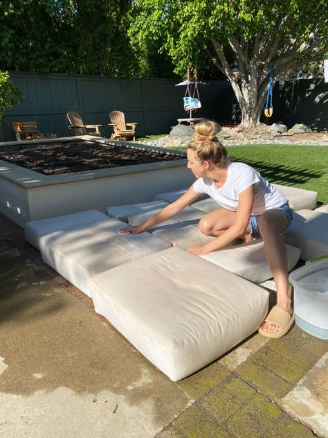 How to Clean Sunbrella Fabric Cushions Cleaning Sunbrella Cushions, How To Wash Patio Cushions, Cleaning Patio Cushions, How To Clean Outside Cushions, How To Wash Outdoor Cushions, Clean Patio Cushions, How To Clean Patio Cushions Outdoor, Clean Outdoor Cushions, How To Clean Outdoor Cushions