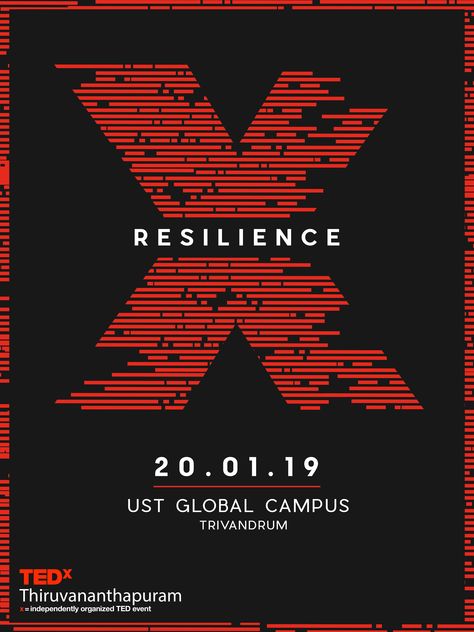 Resilience Graphic Design, Ted X Poster, Tedx Poster, Tedx Design, Graphic Design Event, Typo Poster, Logo Design Inspiration Creative, Flyer Design Layout, Illustrator Design Tutorial