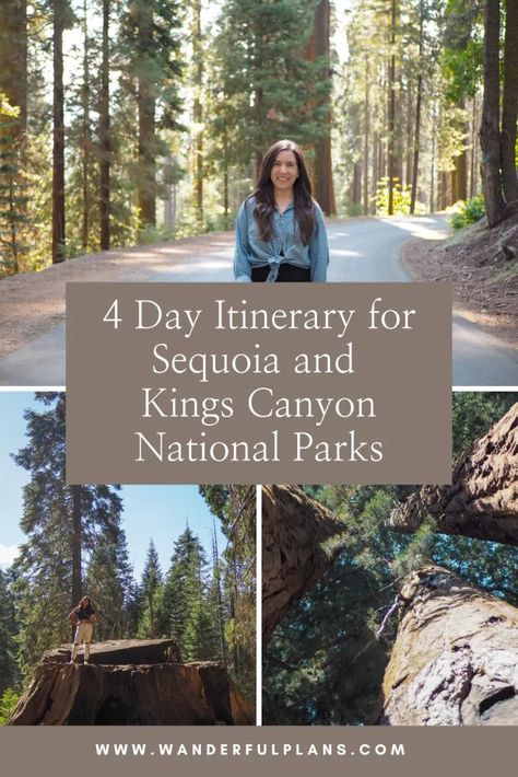 4 Day Itinerary for Sequoia and Kings Canyon National Parks - Wanderful Plans Yosemite And Sequoia Itinerary, Kings Canyon And Sequoia National Park, Sequoia National Park Itinerary, Yosemite Sequoia Kings Canyon, Yosemite Kings Canyon Sequoia, Sequoia And Kings Canyon National Park, Sequoia National Park Aesthetic, Yosemite Sequoia, Hume Lake