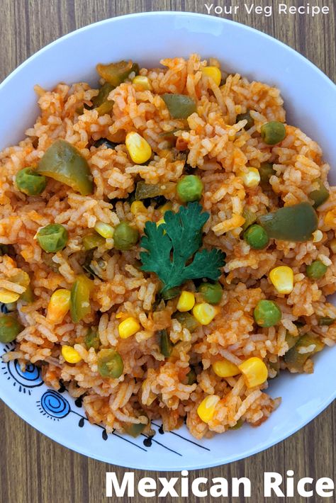 Mexican rice is tomato-based rice with lots of veggies like corn, peas and capsicum. It is a flavourful one-pot meal which is easy to make and tastes divinely. #MexicanRice #JainRecipe #JainFood #noonionnogarlicRecipe #RiceRecipes #Easytocook #QuickRecipe #IndianRecipes #Food #Recipes Empanada Dough, Jain Recipes, Veg Recipe, Mexican Rice Recipes, Vegetarian Mexican, Gluten Free Sides Dishes, Food Blogging, Mexican Rice, Mood Food