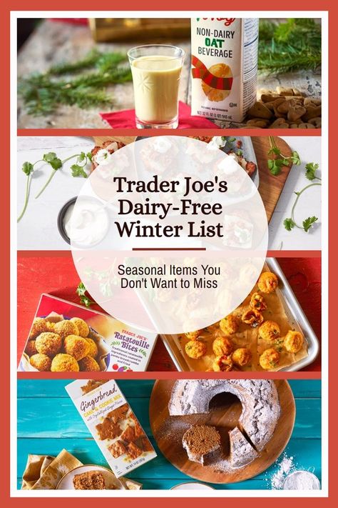 Trader Joe's Dairy-Free Winter Shopping List of Seasonal and Limited Time Items. With vegan and gluten-free options. Trader Joes Recipes Dairy Free, Dairy Free Trader Joes Recipes, Dairy Free Trader Joes, Trader Joe’s Gluten Free Recipes, Trader Joes Winter Items, Dairy Free Trader Joes List, Gluten Free Dairy Free Trader Joes, Trader Joe’s Gluten Free Meals, Trader Joe’s Low Fodmap