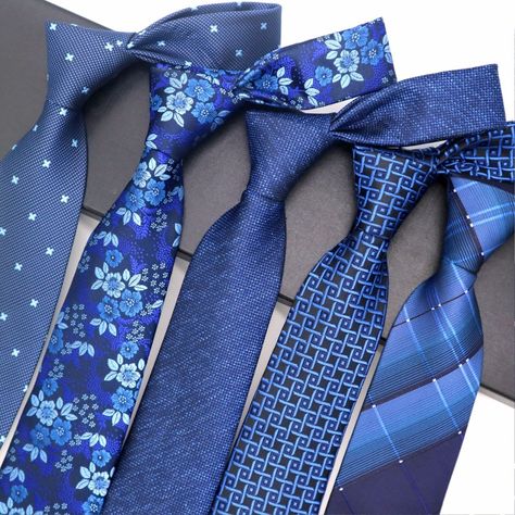 Formal Tie, Blue Necktie, Mens Silk Ties, Ties For Men, Tie Men, Mens Tie, Tie Design, Men Formal, Cufflink Set