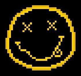 Grunge Perler Beads, Band Logo Pixel Art, Band Pixel Art, Grunge Pixel Art, Pixel Art Face, Smiley Face Logo, Krist Novoselic, Pixel Beads, Pearl Beads Pattern