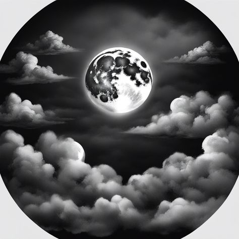 Moon Tattoo With Clouds, Moon In Clouds Tattoo, Dark Cloud Tattoo Design, Full Moon And Clouds Tattoo, Stormy Cloud Tattoo, Cloud Tattoo Stencil, Black And Grey Clouds Tattoo, Moon And Clouds Tattoo, Black Cloud Tattoo