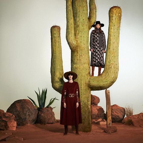 VALENTINO Celebrates Heritage Beauty with Archive Collection Cactus Photoshoot, Valentino Resort, Western Photoshoot, Party Photoshoot, Deco Studio, Like Photo, Set Ideas, Resort 2020, Fashion Photography Inspiration