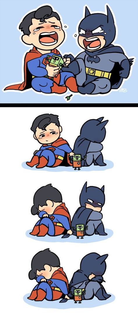 Not a superbat fan but so cute Superman Love, Cute Batman, Superman X Batman, Superman X, Dc Comics Heroes, Univers Dc, Batman Funny, Batman Comic Art, Dc Comics Artwork