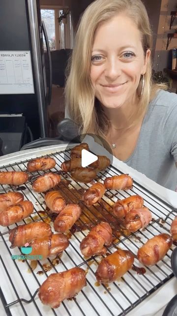 Kristy Hawk on Instagram: "Bacon Wrapped Smokies  This is an easy appetizer that everyone will love! My family scarfed these up in no time. 😋 This recipe can be found in my Holiday Cookbook! ❤️☺️ www.Kristysketolifestyle.com/shop  RECIPE - Makes 34 smokies  INGREDIENTS: 12 slices of bacon  1 pkg of cocktail sausages  1/3 cup brown monkfruit sweetener   STEPS:  1. Preheat oven to 375 degrees Fahrenheit.  2. Cut the bacon into thirds.  3. Wrap each sausage with 1/3 slice of bacon.  4. Place the brown monkfruit sweetener in a bowl.  5. Roll each bacon wrapped sausage in the monkfruit and then place on a crisping tray or air fry basket.  6. Bake at 375 F for 20 minutes OR air fry at 375 F for 13-15 minutes.   #appetizers #lowcarb #baconwrapped #smokies #snack #keto #holidays #kristysketoholid Wrapped Smokies, Bacon Wrapped Sausages, Monkfruit Sweetener, Bacon Wrapped Smokies, Keto Oatmeal, Fry Basket, Cocktail Sausages, Lo Carb Recipes, Bacon Appetizers