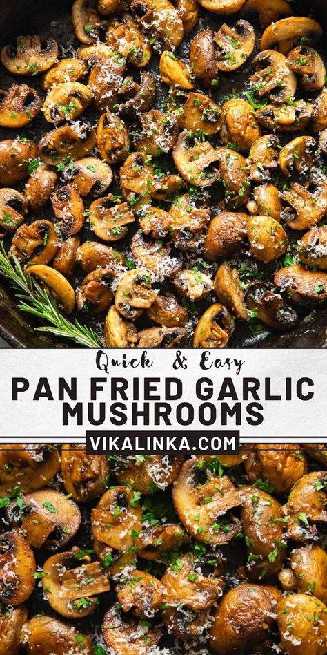 Best Fried Mushrooms Recipe, How To Fry Mushrooms, Pan Fried Mushrooms, Pan Fried Vegetables, Baby Portabella Mushroom Recipes, Frying Mushrooms, Dishes With Mushrooms, Fried Garlic Mushrooms, Mushroom Side Dish Recipes