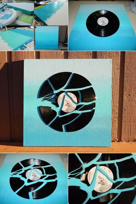 Vinyl Record Crafts Upcycle, Old Album Covers Vinyl Records Wall Art, Art With Records, Vinyl Record Decoration, What To Do With Old Records, Things To Do With Records, Things To Do With Old Records, Art On Records, Vinyl Diy Projects