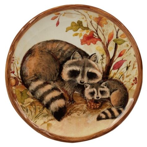 Certified International Certified International Pine Forest Set Of 4 Dinner Plate | Wayfair Forest Critters, Owl Cookie Jar, Owl Cookies, Natural Forest, Susan Winget, Popular Artists, Hand Painted Ceramic, Pine Forest, Baby Deer