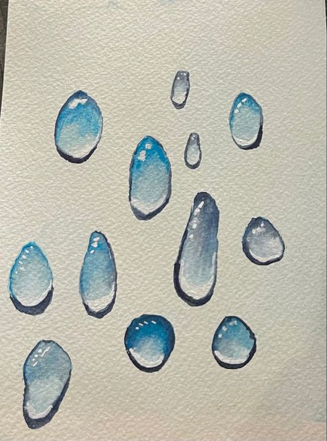 Water Drops Illustration, Water Drop Watercolor, How To Draw Water Droplets, Water Droplets Painting, Watercolor Water Drops, Water Drops Painting, Watercolor Raindrops, Watercolor Droplets, Raindrop Drawing