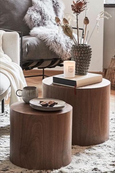 WILLIAMSPACE Nesting Coffee Table Set of 2, Walnut Round Wooden Coffee Tables Modern Circle Table for Small Space Living Room Bedroom Accent End Side Table Coffee Tables Modern, Wooden Coffee Tables, Coffee Table Set Of 2, Round Wooden Coffee Table, Nesting Coffee Table, Space Living Room, Circle Table, Walnut Side Tables, Table For Small Space