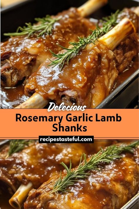 Rosemary Garlic Lamb Shanks are slow-cooked to tender perfection with a savory blend of garlic, herbs, and a touch of red wine. This dish offers rich flavors and is ideal for a special dinner or cozy evening meal. Best Lamb Shank Recipe, Lamb Shank Recipe, Lamb Dinner, Lamb Shank, Festive Appetizers, Christmas Recipes Easy, Slow Cooked Lamb, Rosemary Garlic, Lamb Shanks