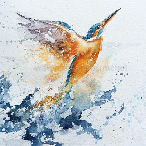 Four Best Friends, Kingfisher Watercolor, Watercolor Landscape Tutorial, Watercolor Wildlife, Kingfisher Painting, Kingfisher Art, Watercolor Paintings Nature, Kingfisher Bird, Watercolor Tutorials