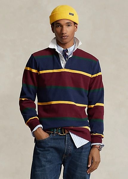 Rugby Outfits, Old Money Aesthetics, Mens Rugby Shirts, Money Aesthetics, Vintage Brooks Brothers, Ralph Lauren Store, Ralph Lauren Rugby Shirt, Classy Clothing, Polo Shirt Outfits