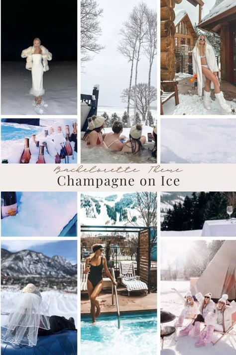 Champagne On Ice Bachelorette, Mountains Bachelorette, Colorado Bachelorette, Bach Party Decor, Wedding Hotel Room, Bach Themes, Bach Party Decorations, Champagne On Ice, Ski Bachelorette